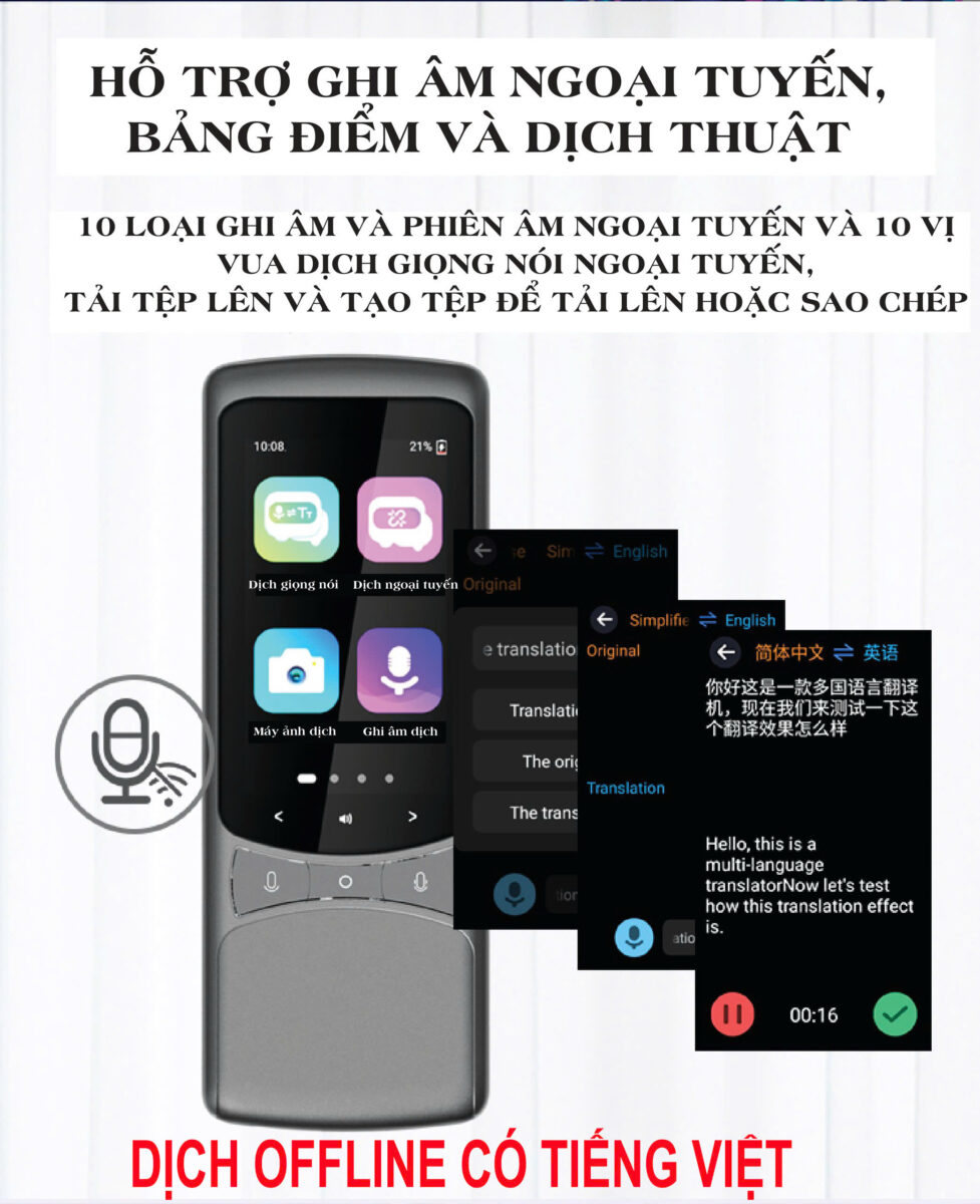 Vtalk Go 2026 – Máy Phiên Dịch AI Thông Minh Không Cần Chạm, Không Cần Nút