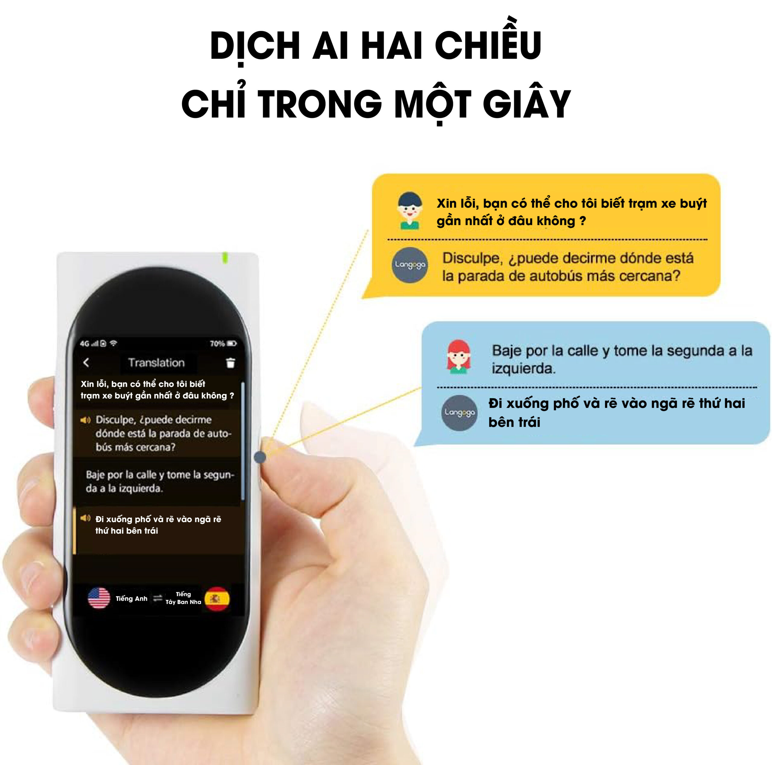 Langogo Genesis - Máy Phiên Dịch Hỗ Trợ 100 Ngôn Ngữ, Sản Xuất Bởi Mỹ Langogo Genesis - Máy Phiên Dịch Hỗ Trợ 100 Ngôn Ngữ, Sản Xuất Bởi Mỹ