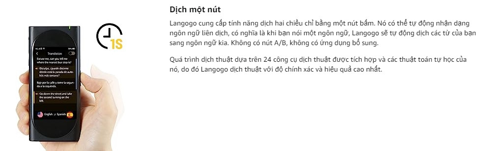 Máy Phiên Dịch Langogo Genesis chế độ dịch một nút Máy Phiên Dịch Langogo Genesis chế độ dịch một nút