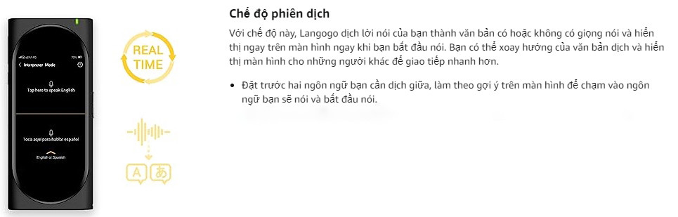 Máy Phiên Dịch Langogo Genesis chế độ phiên dịch Máy Phiên Dịch Langogo Genesis chế độ phiên dịch