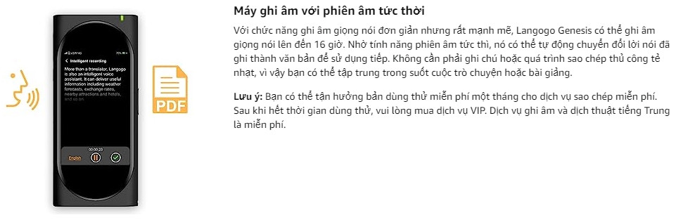 Máy Phiên Dịch Langogo Genesis máy ghi âm và phiên âm tức thời Máy Phiên Dịch Langogo Genesis máy ghi âm và phiên âm tức thời