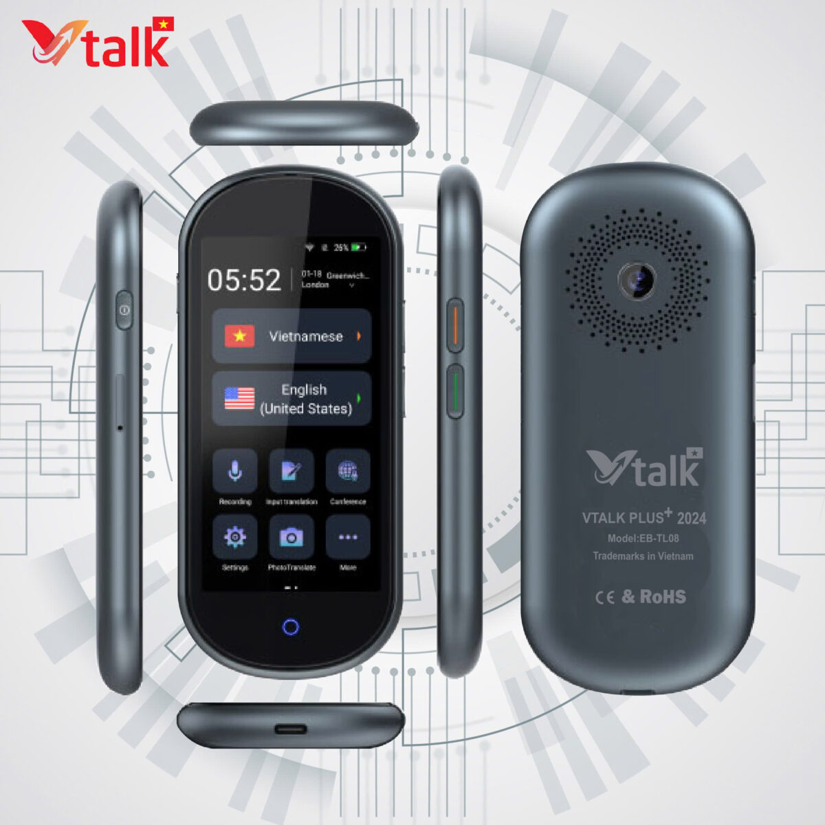 VTalk Plus+ 2026 - Bản Nâng Cấp Ram 2GB - 16GB Thương Hiệu Việt Nam, Dịch Offline Có Tiếng Việt VTalk Plus+ 2026 - Bản Nâng Cấp Ram 2GB - 16GB Thương Hiệu Việt Nam, Dịch Offline Có Tiếng Việt