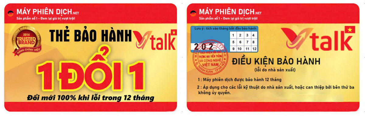 Máy Phiên Dịch VTalk Go Pro 2026 giấy bảo hành