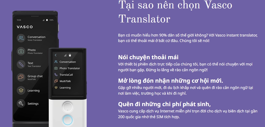 Vasco – Máy Phiên Dịch Hỗ Trợ 108 Ngôn Ngữ, Sản Xuất Bởi Châu Âu