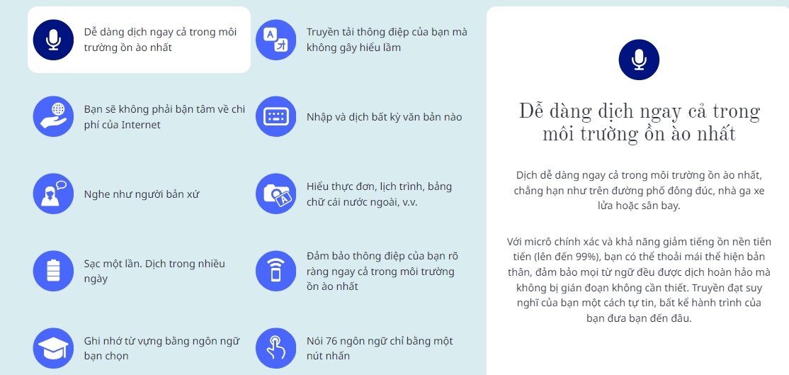 Máy Phiên Dịch Vasco dịch dễ dàng trong môi trường ồn ào nhất