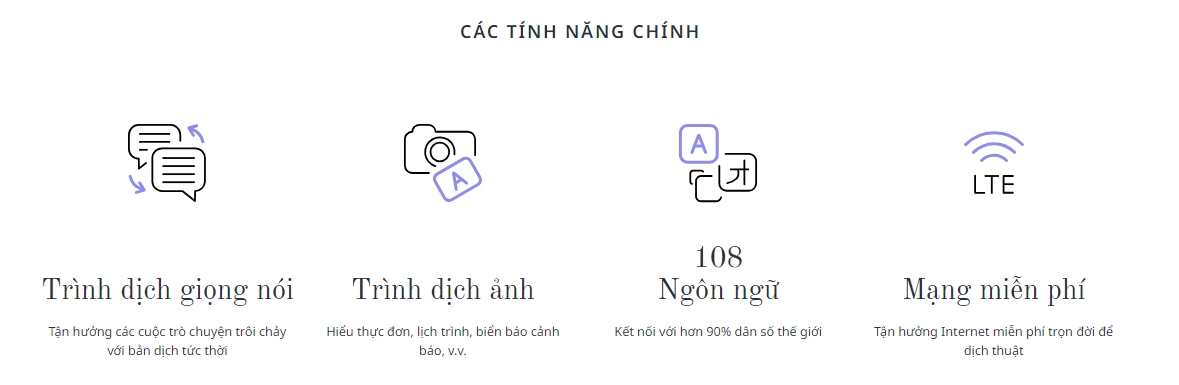 Máy Phiên Dịch Vasco các tính năng chính