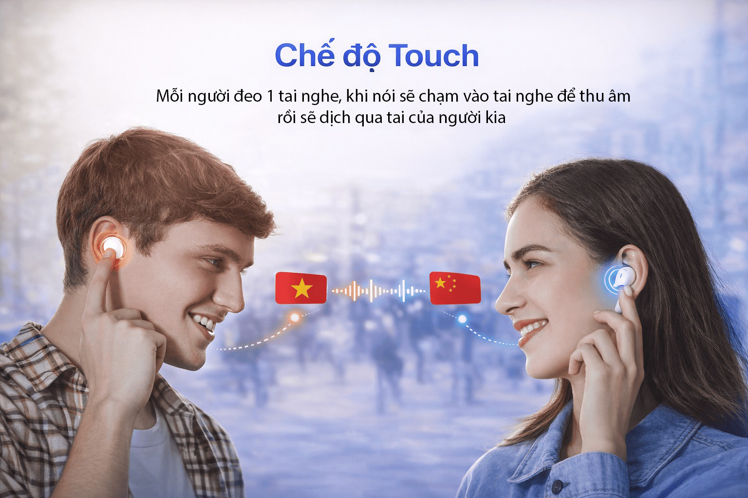Tai Nghe Phiên Dịch M3 công nghệ dịch tiên tiến chạm vào dịch cho người khác nghe trong lúc nói Tai Nghe Phiên Dịch M3 công nghệ dịch tiên tiến chạm vào dịch cho người khác nghe trong lúc nói