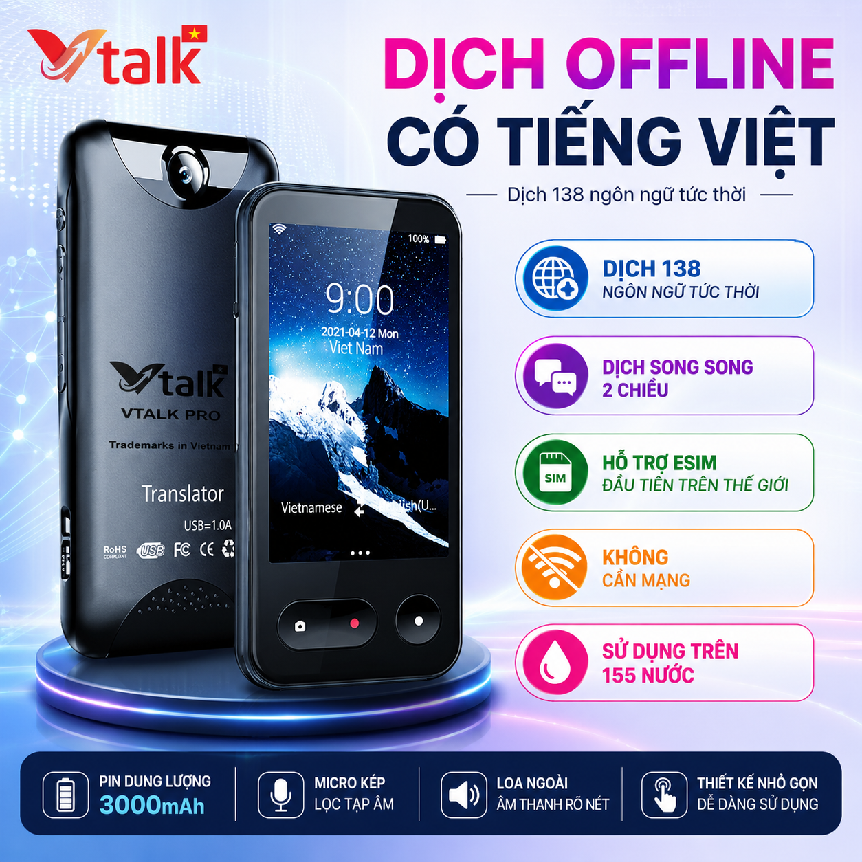 Máy Phiên Dịch VTalk Pro+ 2025