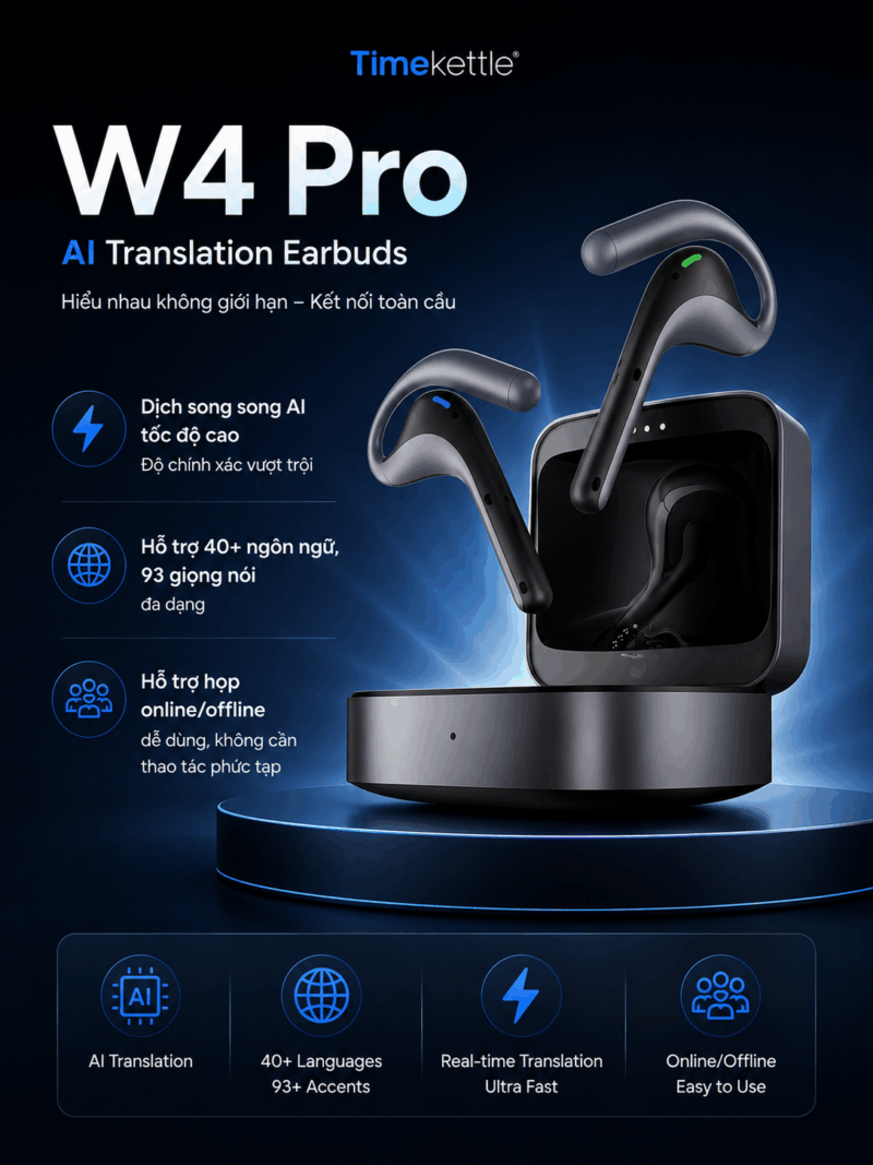 Timekettle W4 Pro – Phiên Dịch Song Song Tức Thời Theo Thời Gian Thực
