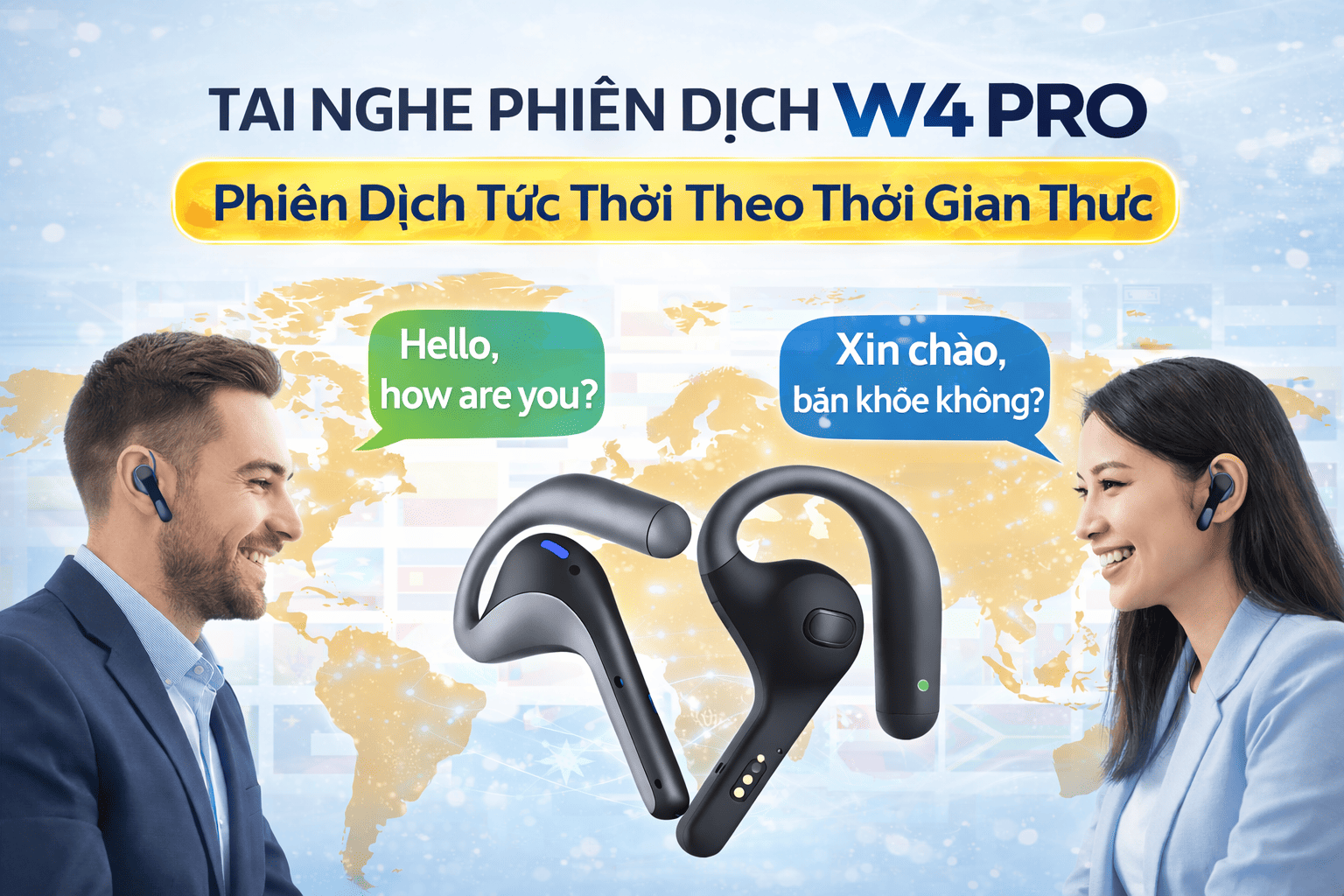 Tai nghe phiên dịch W4 Pro thời gian thực