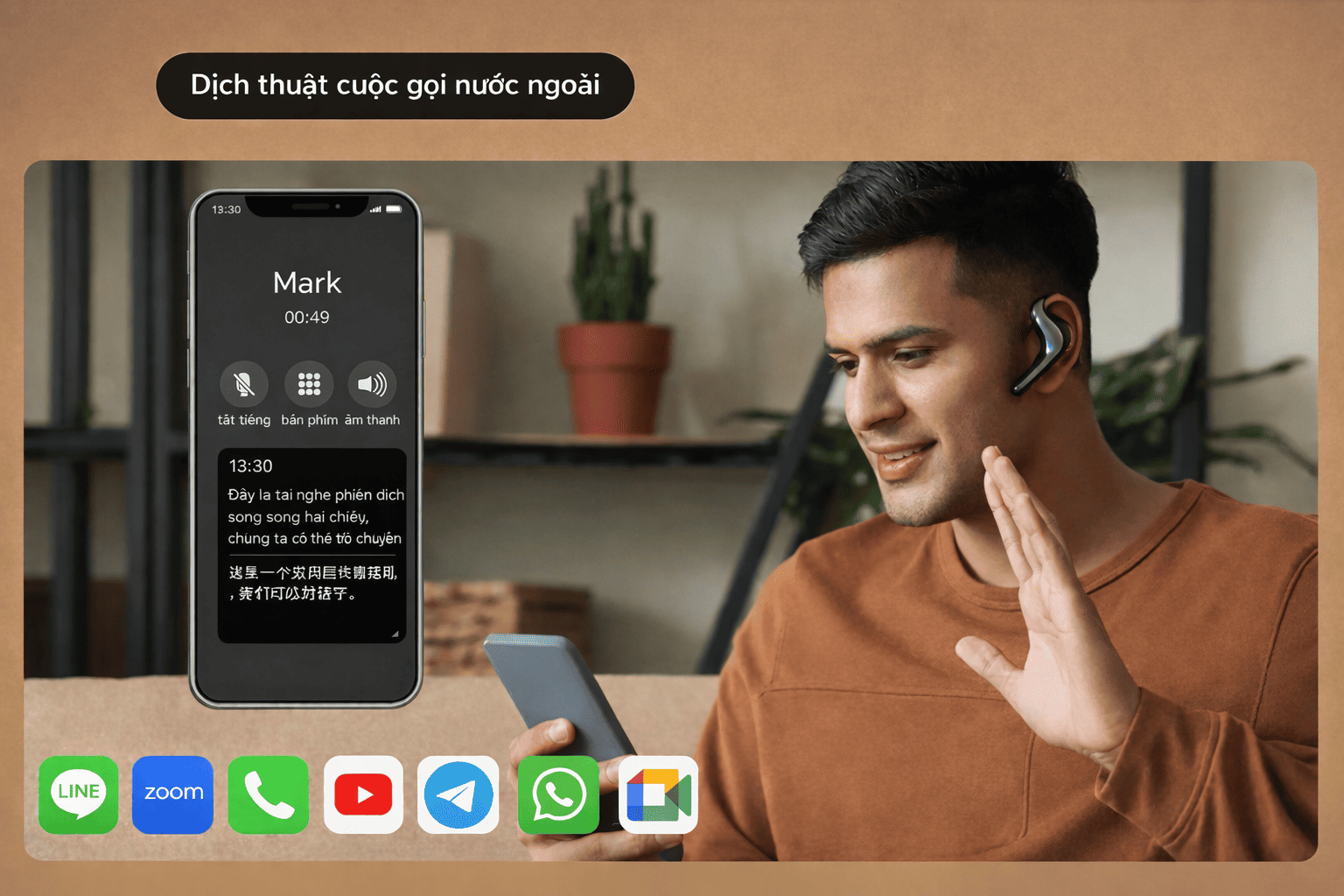 Tai nghe phiên dịch W4 Pro dịch thuật nước ngoài