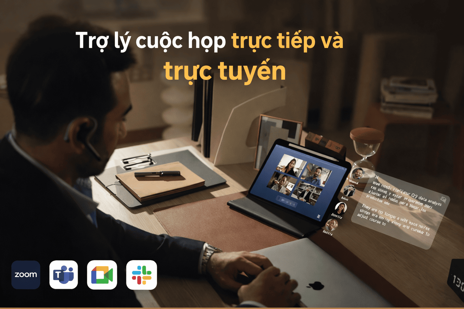 Tai nghe phiên dịch W4 Pro trợ lý cuộc hợp trực tuyến