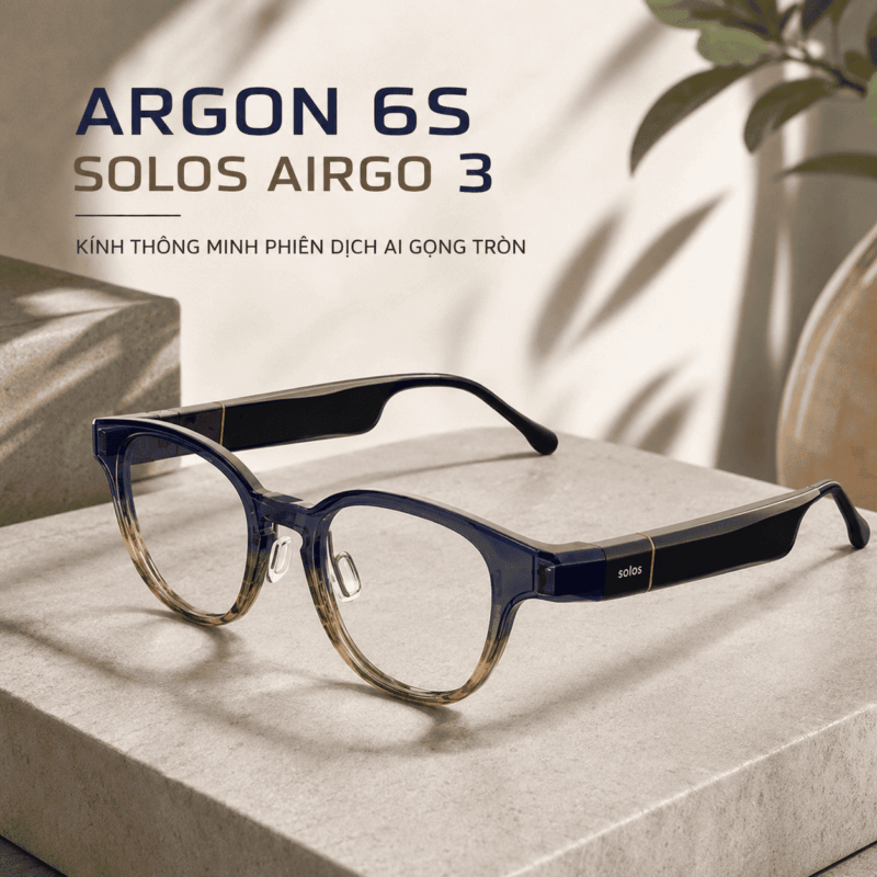 Argon 4S Solos AirGo 3 – Kính Thông Minh Phiên Dịch AI Gọng Tròn