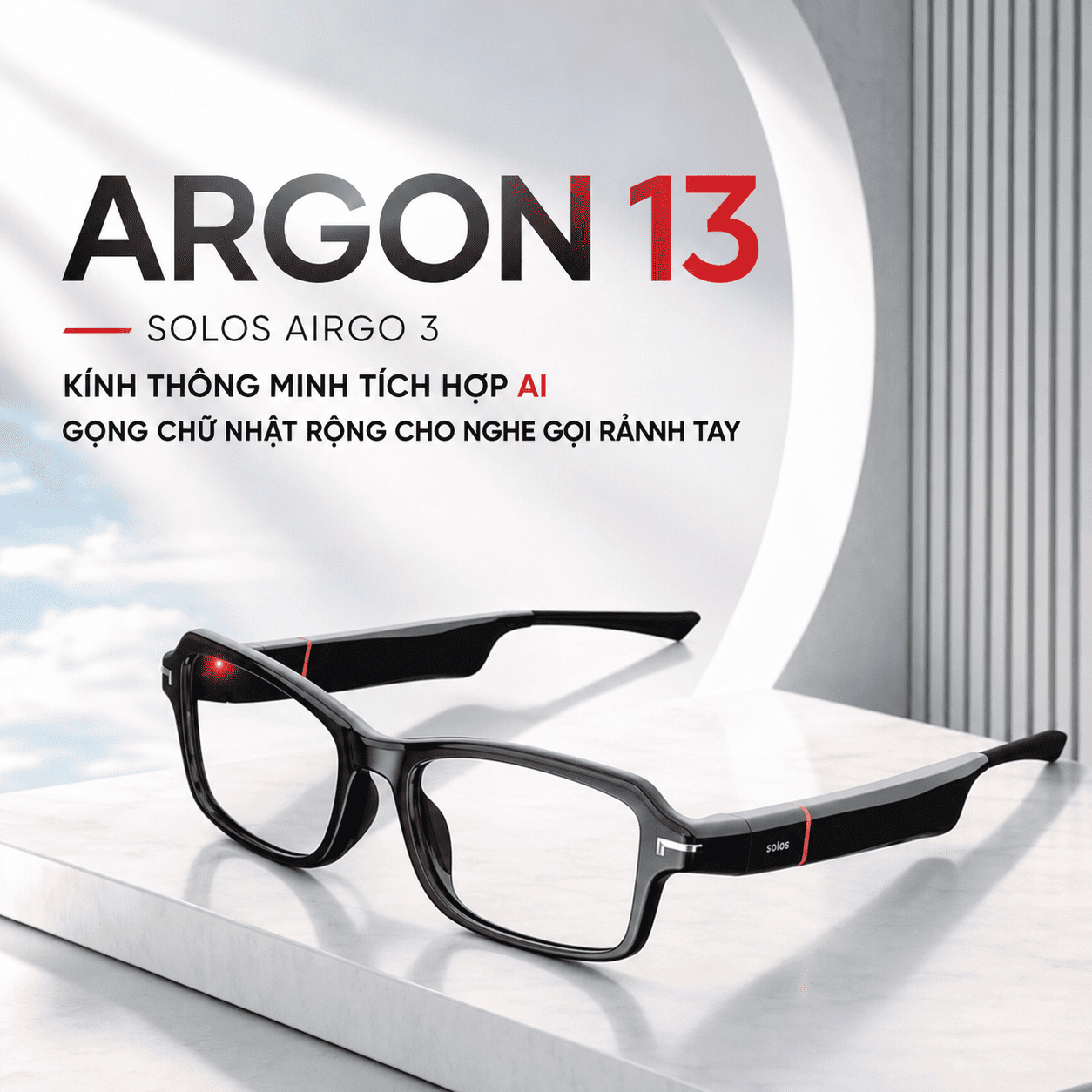 Argon 13 Solos AirGo 3 – Kính Thông Minh Tích Hợp AI Gọng Chữ Nhật Rộng Cho Nghe Gọi Rảnh Tay Argon 13 Solos AirGo 3 – Kính Thông Minh Tích Hợp AI Gọng Chữ Nhật Rộng Cho Nghe Gọi Rảnh Tay