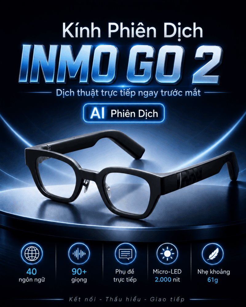 Kính Phiên Dịch INMO GO 2 2026 – Dịch Thuật Trực Tiếp Ngay Trước Mắt