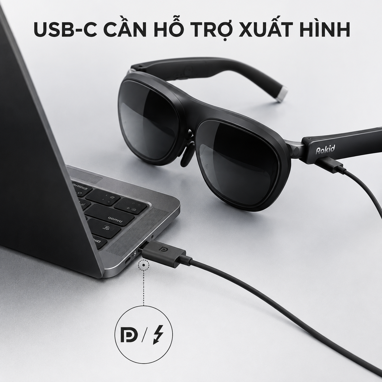kết nối USB-C DisplayPort giữa laptop và kính AR Rokid.